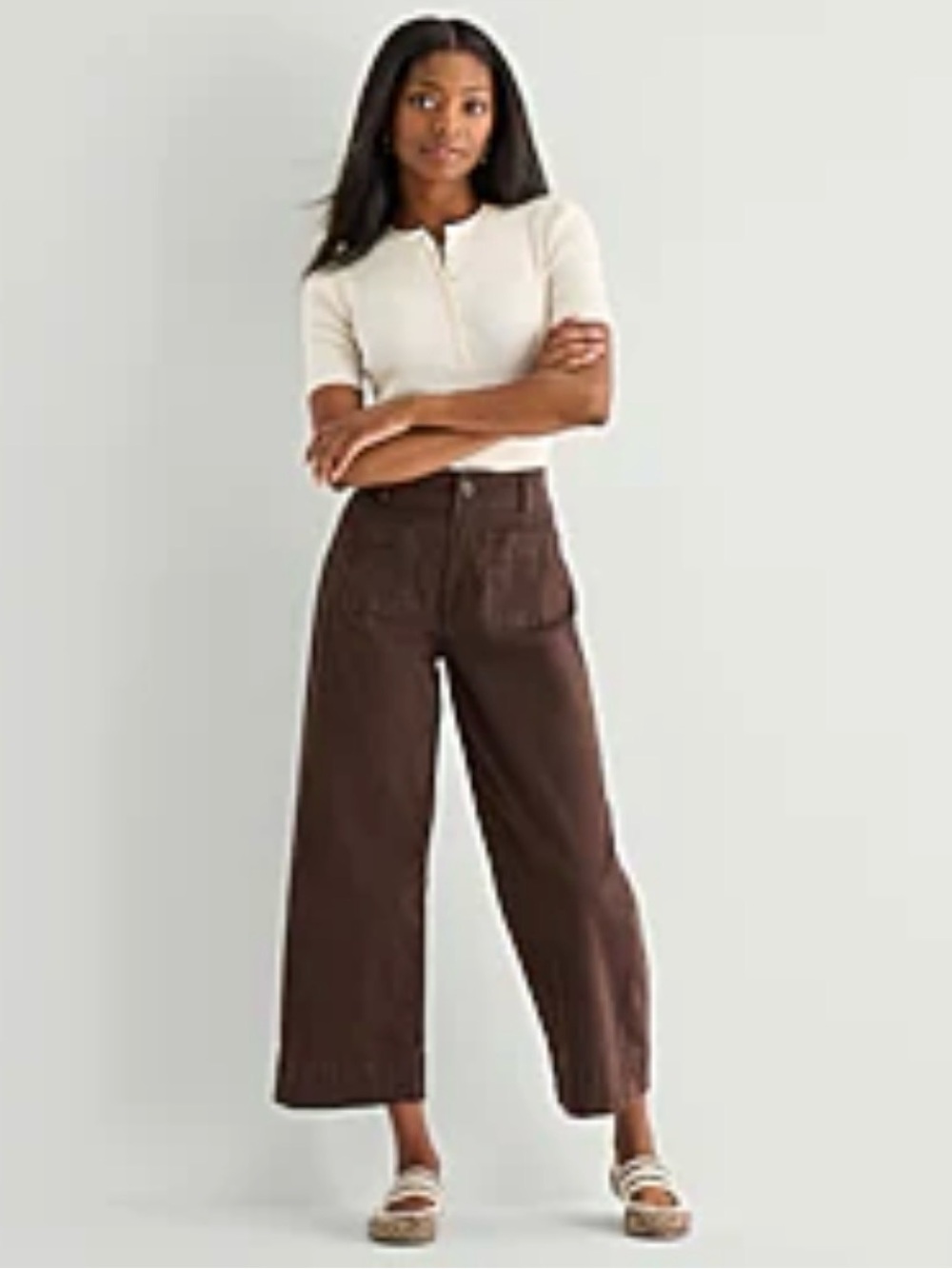 High-Rise Wide-Leg Jeans in Deep Brown
